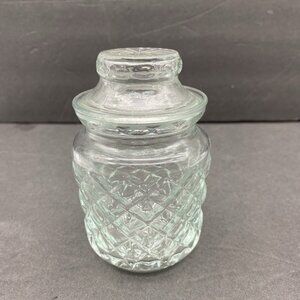Vintage Glass Jar with Lid Jelly Jam Condiments‎ Diamond Pressed  4.5”Apothecary